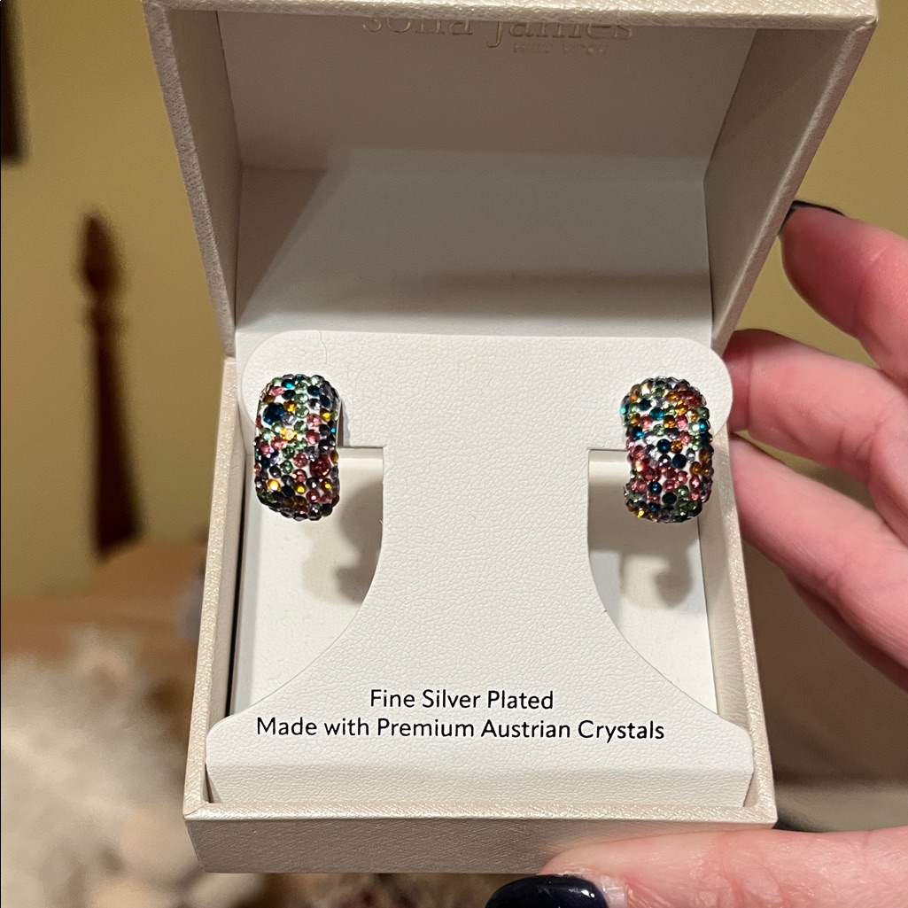 Nib Sofia James Silver Plated Multicolor Australian Crystal Earrings